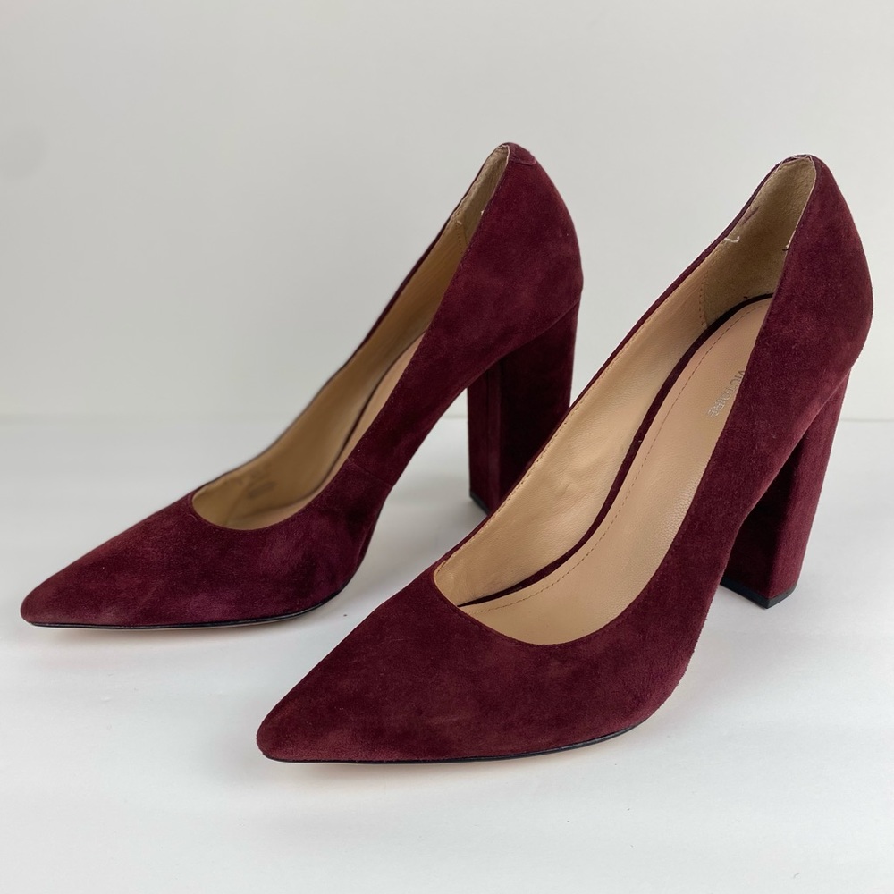 Pour La Victoire Celina Heels in Suede Wine Size 9